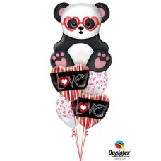 Bukiet 688 Vertical Stripe Valentine Hearts & Panda #54882 21689-2 38433-2